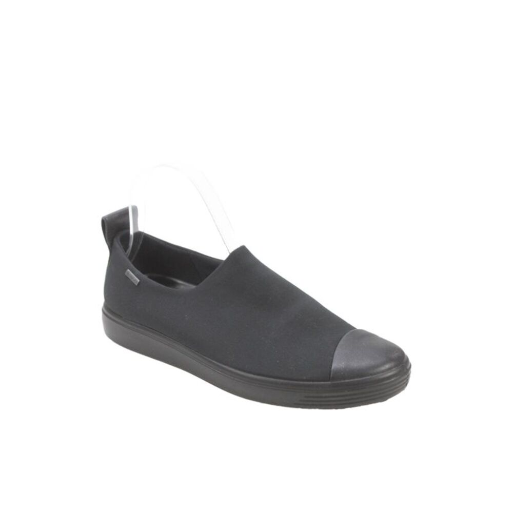 ECCO Womens Cap Toe Slip On Sneakers Shoes Solid Black Size 8